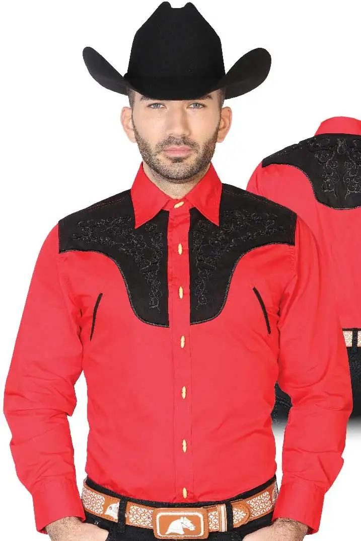 Camisa Charra Rojo Con Negro El General 42582