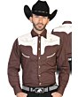 CAMISA CHARRA ANTE/BORDADA EL GENERAL 2019-131 COLOR CAFÉ
