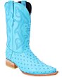 Botas Vaqueras Grabado Avestruz White Diamonds Boots 11-117 Color Baby Blue