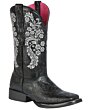 Bota Rodeo Piel Grabada Para Mujer Color Negro