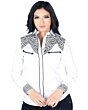 Blusa Vaquera Blanca Snap Button Bordada Lamasini 2322