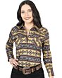 Camisa Vaquera Para Mujer Amarilla Estampada De Algodón 44406