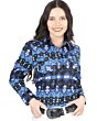 Camisa Vaquera De Mujer Snap Bottom Color Azul 44410