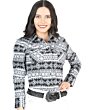 Camisa Vaquera Para Mujer Blanca Estampada De Algodón 44405