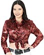 Blusa Estampada De Moda Manga Larga Burgundy 44595