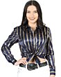 Blusa Con Líneas De Grecas Doradas Color Navy 44562