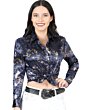 Blusa Estampada De Moda Manga Larga Color Azul Marino 44594