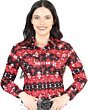 Camisa Vaquera De Mujer Snap Bottom Roja 44408