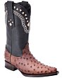 Bota Vaquera De Avestruz Horma 3X Color Nicotine WD 11-033