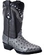 Botas Vaqueras Piel De Avestruz Color Gris Horma 900 WD 11-182