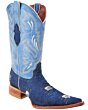 Botas Vaqueras De Mezclilla Color Azul 3X WD 11-140