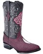 Botas Vaqueras Mantarraya Perla Sencilla Color Vino WD 11-195