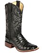 Botas Vaqueras para Hombre con Caiman Belly Print en Negro con Punta Bulldog