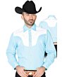 CAMISA CHARRA ANTE/BORDADA EL GENERAL 2019-130 COLOR AZUL CLARO