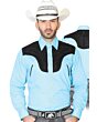 CAMISA CHARRA ANTE/BORDADA EL GENERAL 2019-130 COLOR AZUL