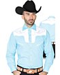 CAMISA CHARRA ANTE/BORDADA EL GENERAL 2019-131 COLOR AZUL CLARO