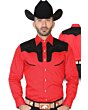 CAMISA CHARRA ANTE/BORDADA EL GENERAL 2019-131 ROJA