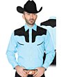 CAMISA CHARRA ANTE/BORDADA EL GENERAL 2019-131 COLOR AZUL