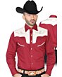 CAMISA CHARRA ANTE/BORDADA EL GENERAL 2019-131 COLOR VINO