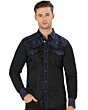 Camisa Bordada Vaquera Negro-Azul Montero Fashion 3537
