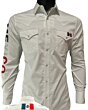 White Western Shirt with Mexican Flag Detail, Long Sleeve, Montero 0459