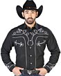 Camisa Negra Bordada Con Diseño De Soga Y Cabeza De Caballo 126714
