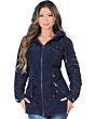 Danesi 4044 Navy - Women's Jacket with adjustable waist and removable hood.