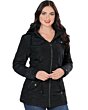 Danesi 4044 Black Women's Hooded Jacket with Faux Fur Lining