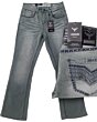 Men’s gray bootcut jeans with Western embroidery and contrast stitching – Lamasini 1870