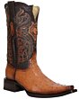 El General 45077 ostrich leather cowboy boots in cognac with Versace toe.