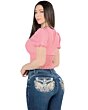 Pantalón Para Mujer Mezclilla Color Medium Blue Bordado L731