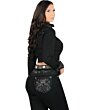 Full back view of Montero D839 black embroidered jeans