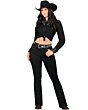 Full body shot of model wearing Montero D839 black jeans with a Western outfit