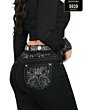 Close-up of back pocket with crown embroidery on Montero D839 black jeans