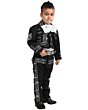 Traje Charro de 3 piezas para niño White Diamonds 10-975 en color negro con bordado y botonadura plateada.