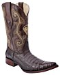 Bota Vaquera Piel Coco Belly, Café, Diseño Artesanal, White Diamonds Boots 10-095