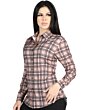 Women’s Western Shirt in Beige-Black Plaid, Long Sleeve Version – El General 44714
