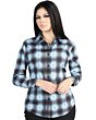 Women’s Cowgirl Shirt in Blue-Black Plaid by El General 44719, Available in Long or Short Sleeve