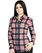 Women’s Western Shirt in White-Red Plaid, Long Sleeve Version – El General 44724