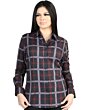 Women’s Western Shirt in Black-Gray Plaid, Long Sleeve Version – El General 44726