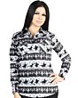 Women's Black and White Cowboy Print Long Sleeve Western Shirt – El General 44479