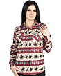 Women's Western Shirt with Cowboy Print in Red and Ivory – El General 44480