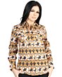 Women's Taupe Western Shirt with Cowboy and Horse Print – El General 44481