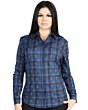 Women's Blue and Black Plaid Long Sleeve Western Shirt – El General 44721