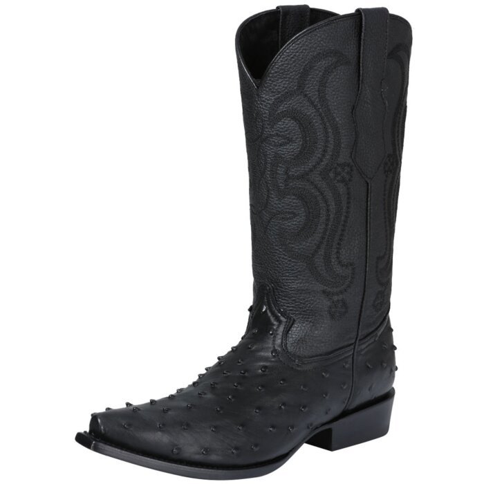 Botas Vaqueras Imitación Avestruz 40848 Color Negro