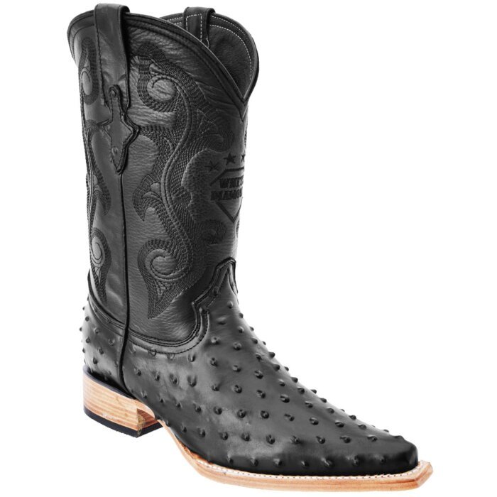 Botas Vaqueras Para Hombre Grabado Avestruz WD 11-116 Color Negro