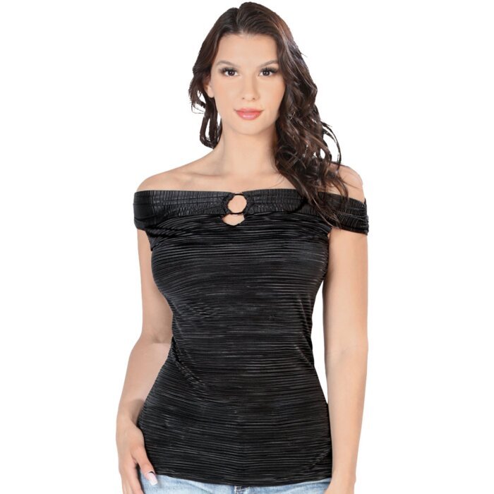 Blusa Negra Hombros Descubiertos Lamasini 5719