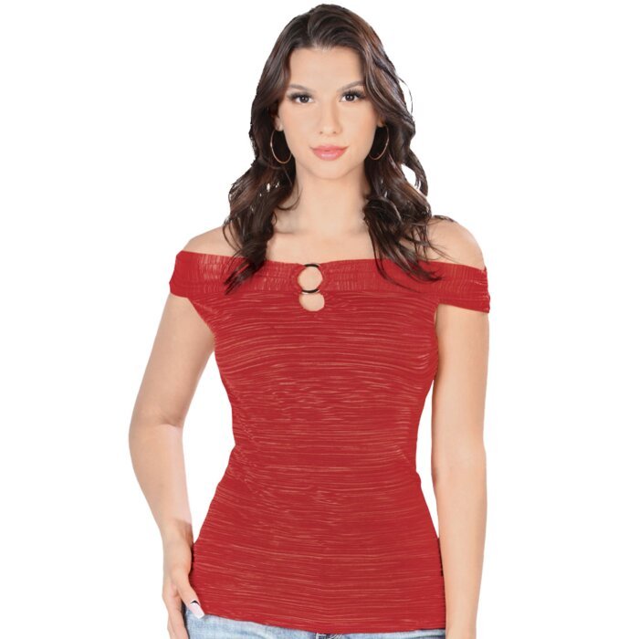 Blusa Roja Hombros Descubiertos Lamasini 5719