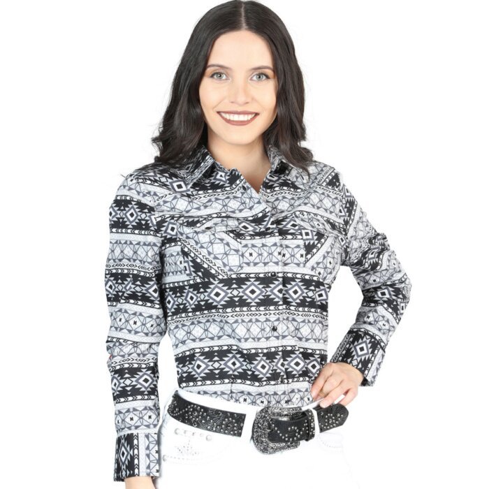 Camisa Vaquera Para Mujer Blanca Estampada De Algodón 44405