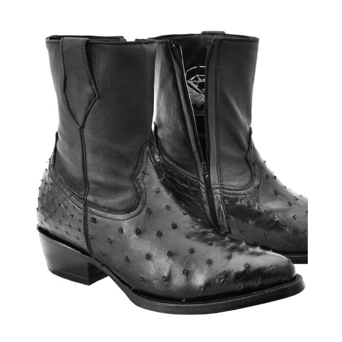 Bota Avestruz Corta Con Cierre WD 11-003 Color Negro